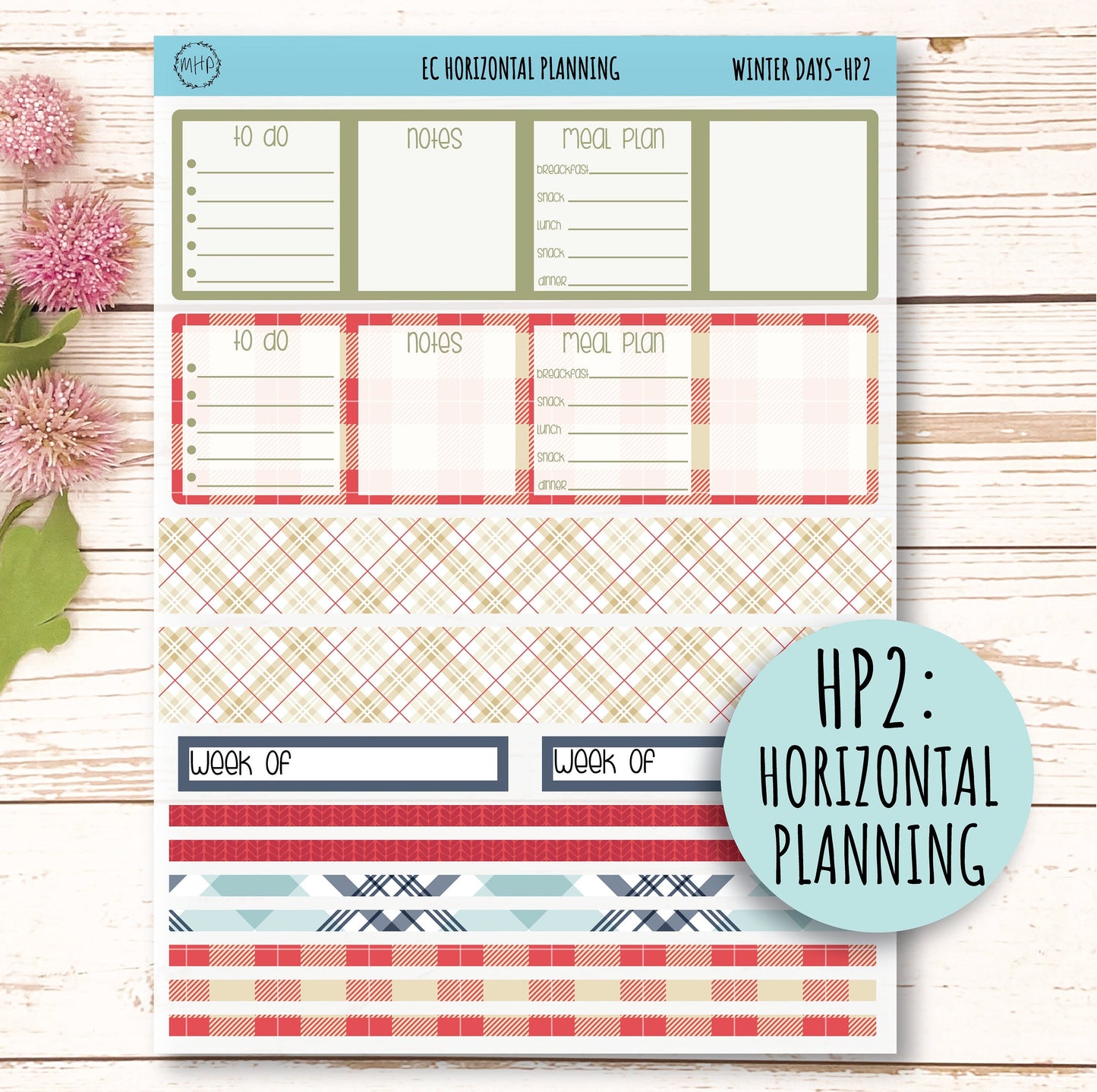 Erin Condren 7x9 Horizontal Planning Stickers. Planner Stickers. JANUARY "Snow Day" || SD-HP