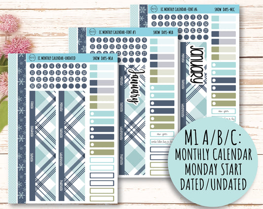 Erin Condren 7x9 Monthly Kit. JANUARY "Snow Day" || SD-M