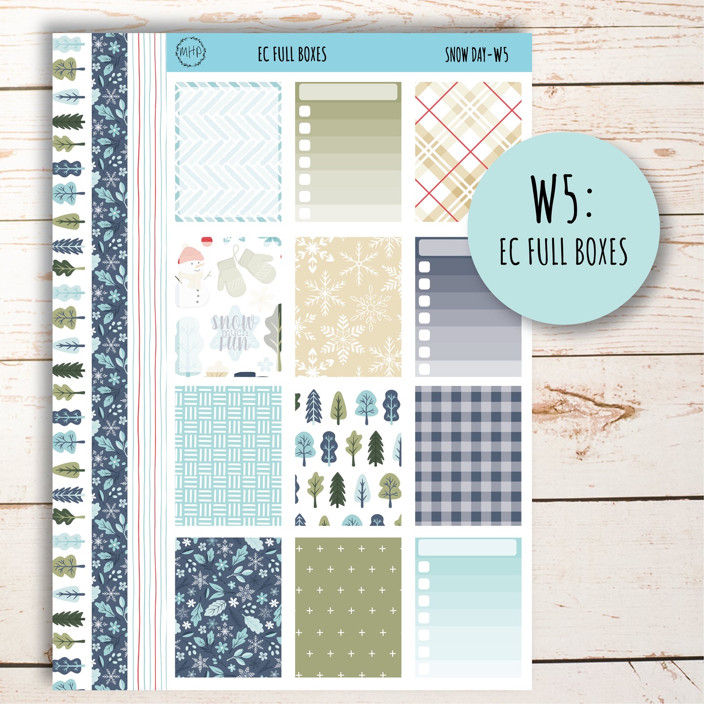 Erin Condren 7x9 Weekly Planning Kit. Planner Stickers JANUARY "Snow Day" || SD-W