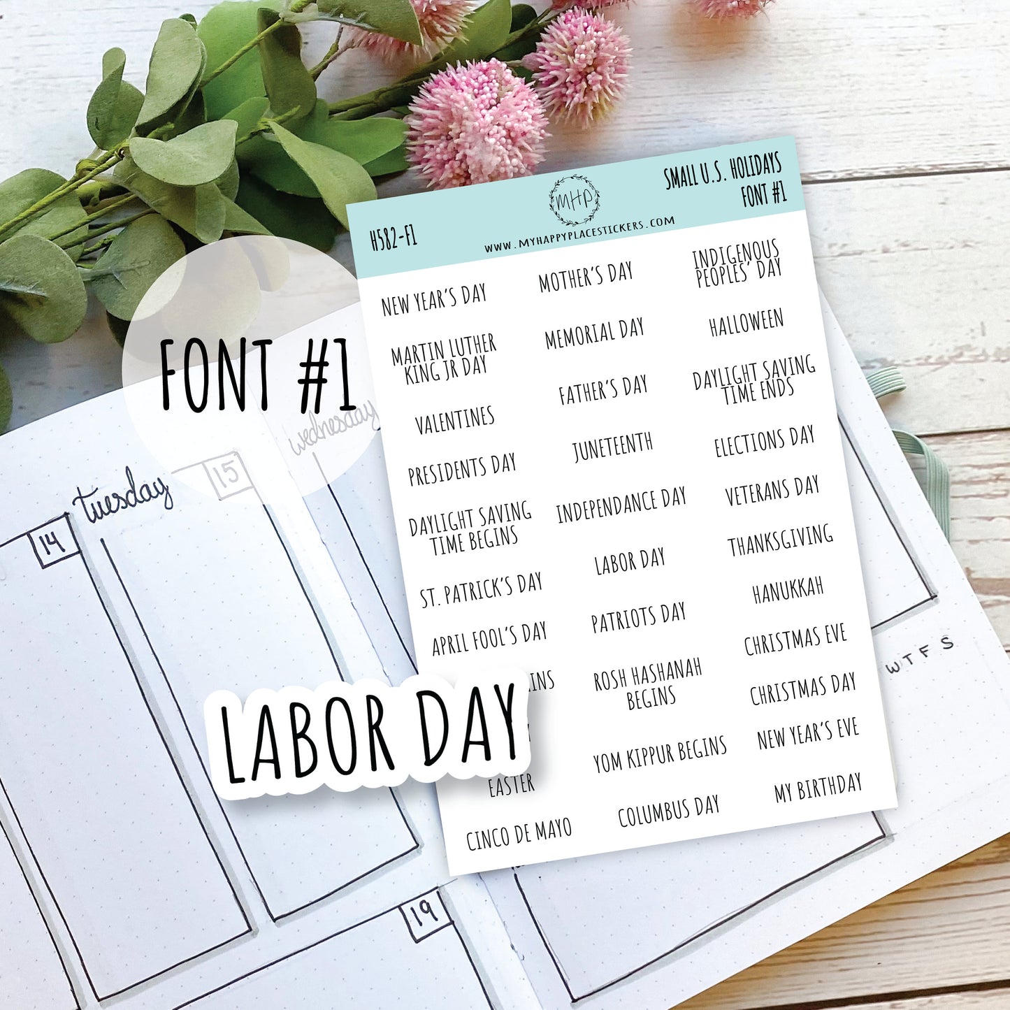 Small U.S. Holidays, Planner Stickers for Bullet Journals. Sticker for Teacher Planners and Homeschool Planner || H582