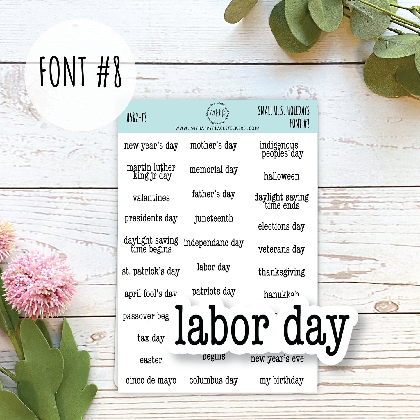Small U.S. Holidays, Planner Stickers for Bullet Journals. Sticker for Teacher Planners and Homeschool Planner || H582