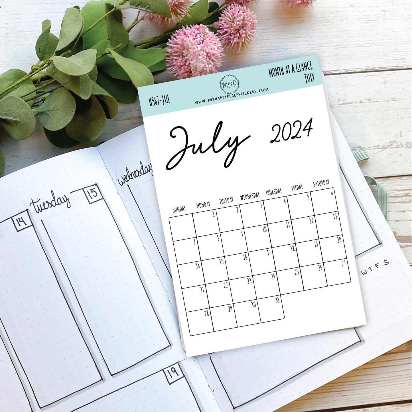 2024 Month at a Glance Stickers for Planners, Organizers and Bullet Journals.Stickers for Planners || H567