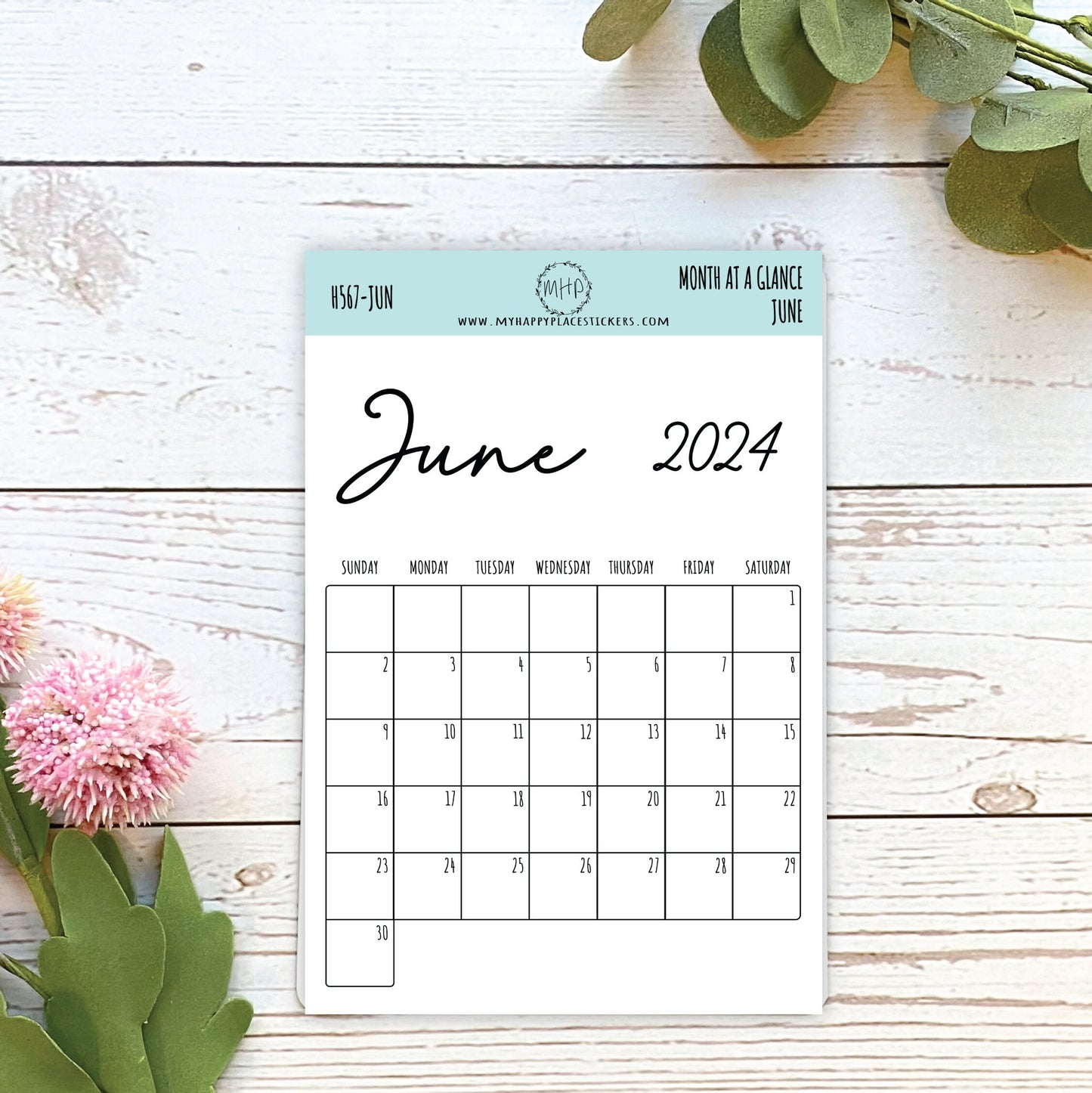 2024 Month at a Glance Stickers for Planners, Organizers and Bullet Journals.Stickers for Planners || H567