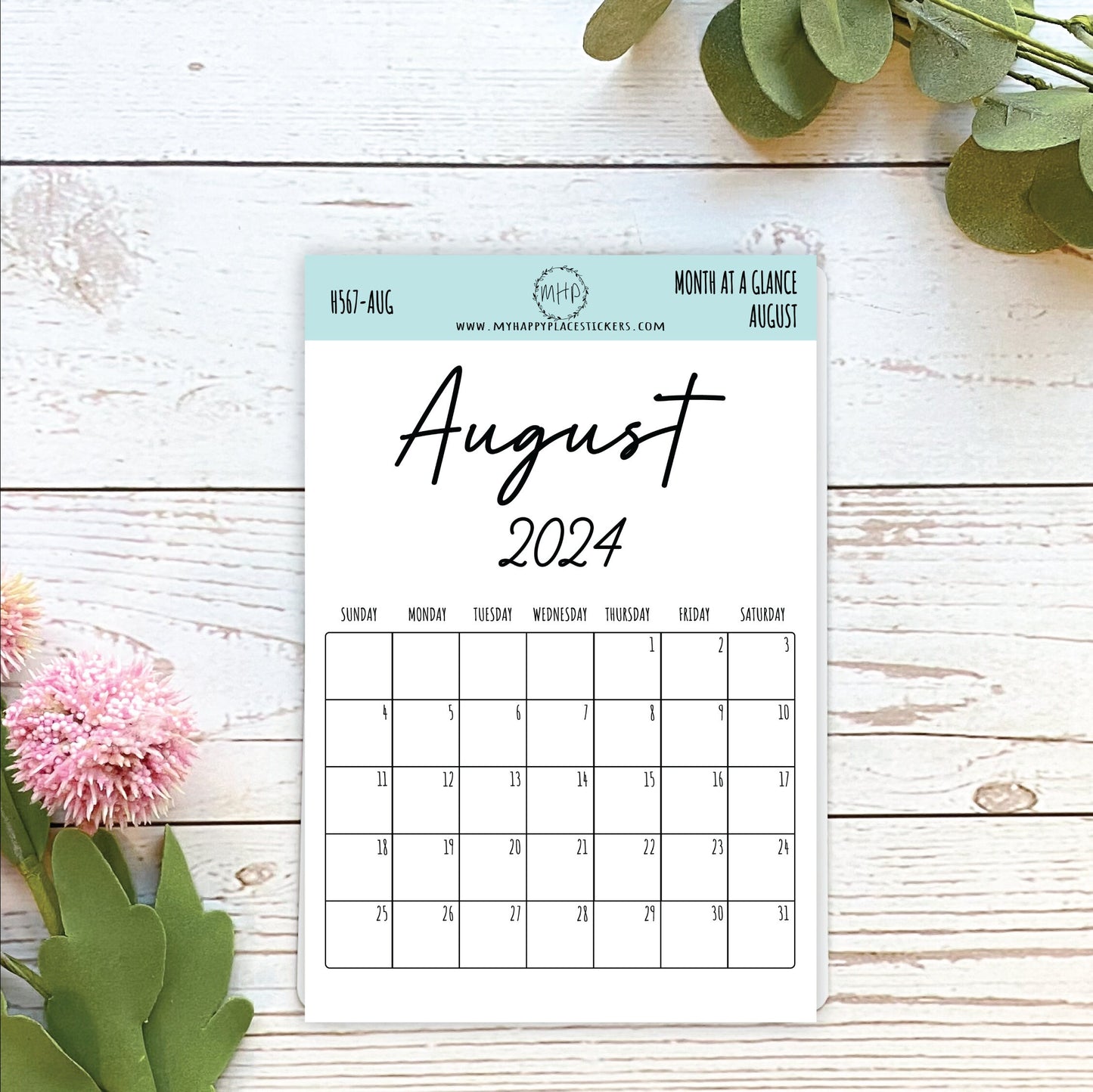2024 Month at a Glance Stickers for Planners, Organizers and Bullet Journals.Stickers for Planners || H567