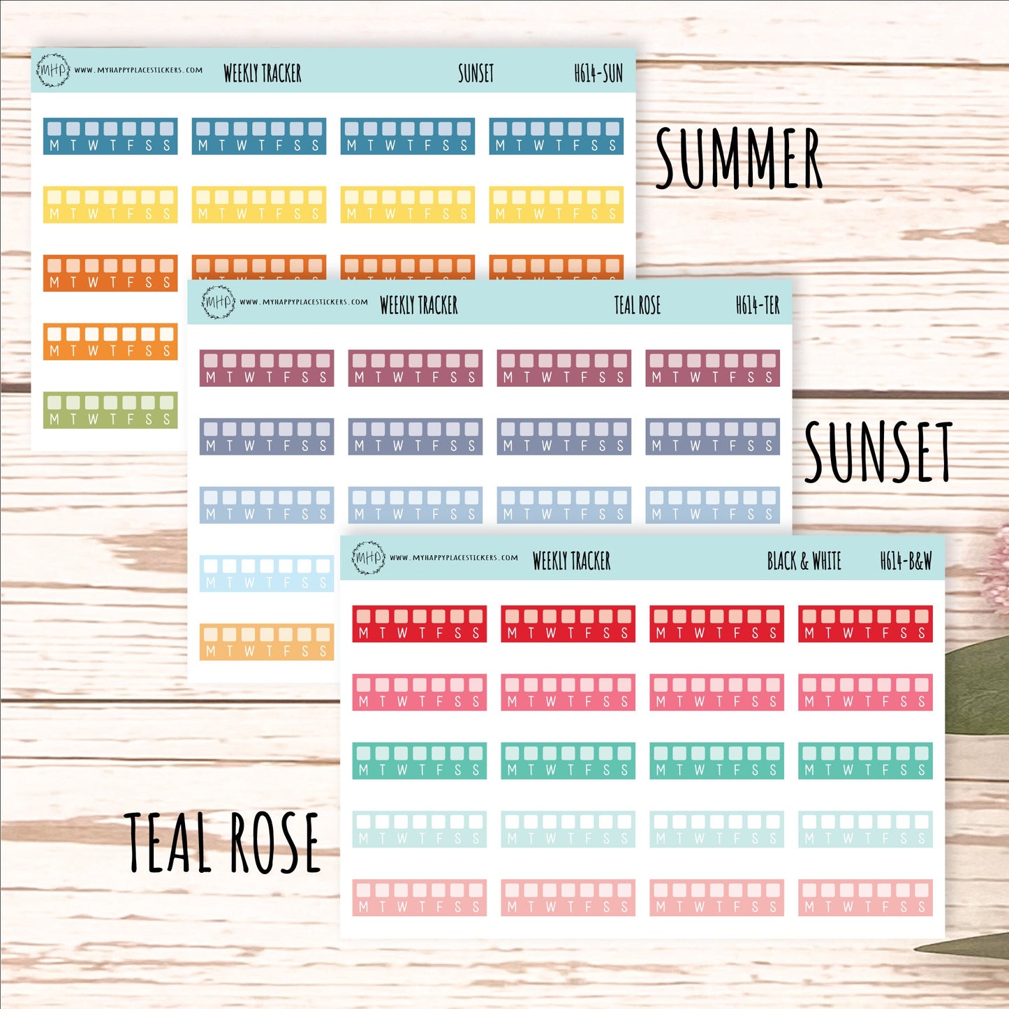Weekly Tracker Stickers. Planner Stickers || H614