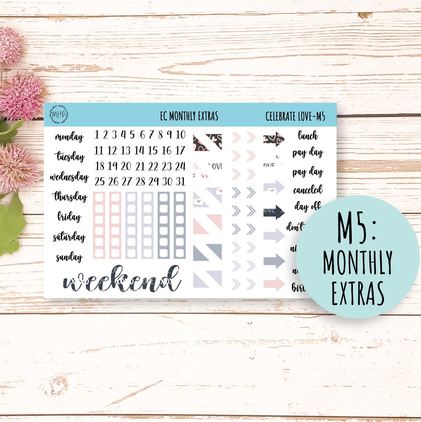 Erin Condren 7x9 Monthly Kit. FEBRUARY "Celebrate Love" || CL-M