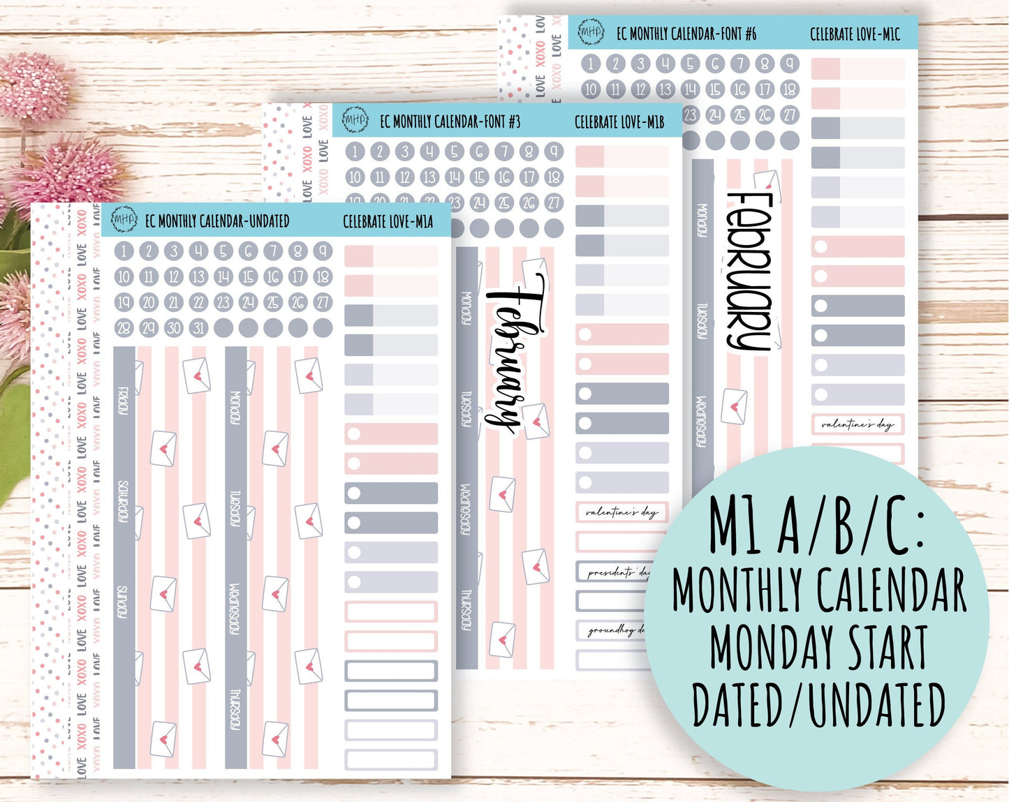 Erin Condren 7x9 Monthly Kit. FEBRUARY "Celebrate Love" || CL-M