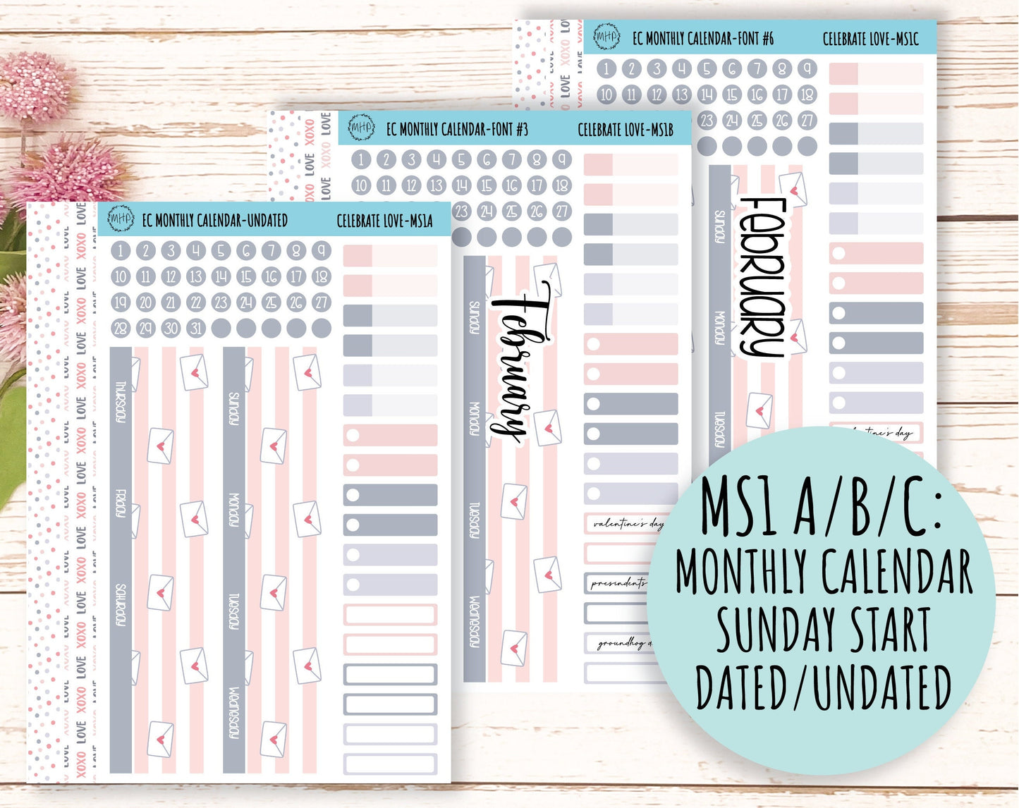 Erin Condren 7x9 Monthly Kit. FEBRUARY "Celebrate Love" || CL-M