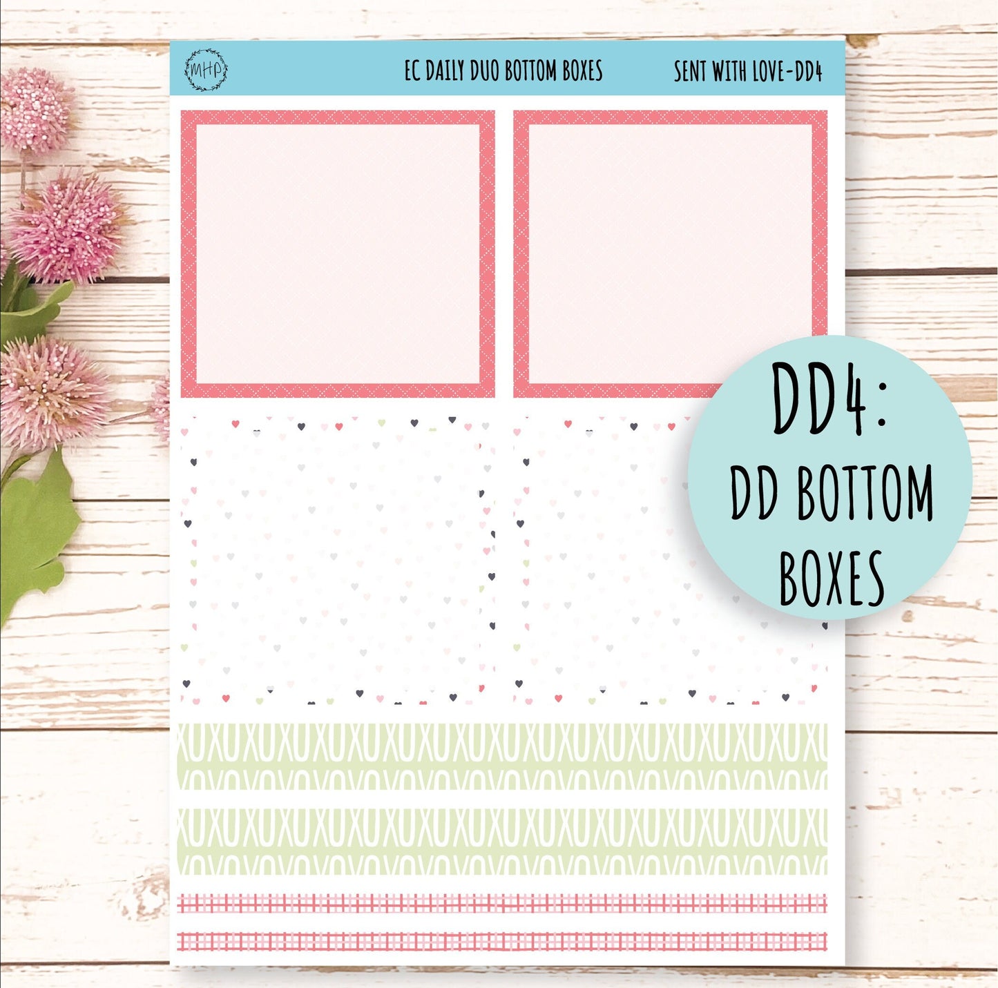 Daily Duo Stickers for 7x9 Planners. FEBRUARY - Valentine's Day. "Sent With Love" || SWL-DD