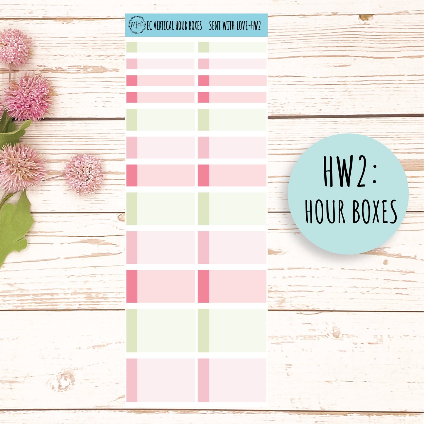 Hourly Weekly Stickers for 7x9 Planners. Valentine's Day. FEBRUARY "Sent With Love" || SWL-HW