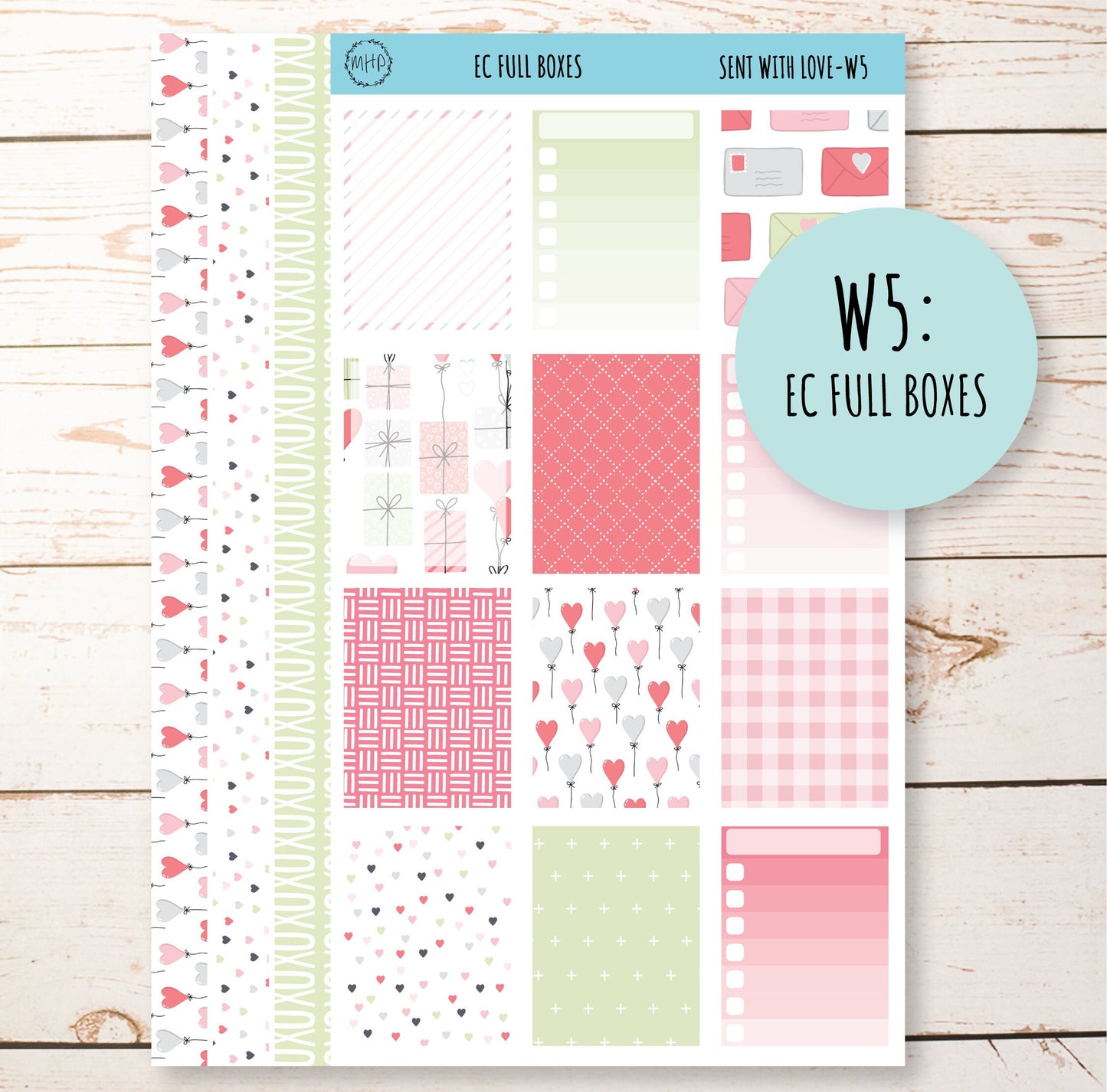 FEBRUARY Weekly Planning Kits for 7x9 Planners. Valentine's Day "Sent With Love" || SWL-W