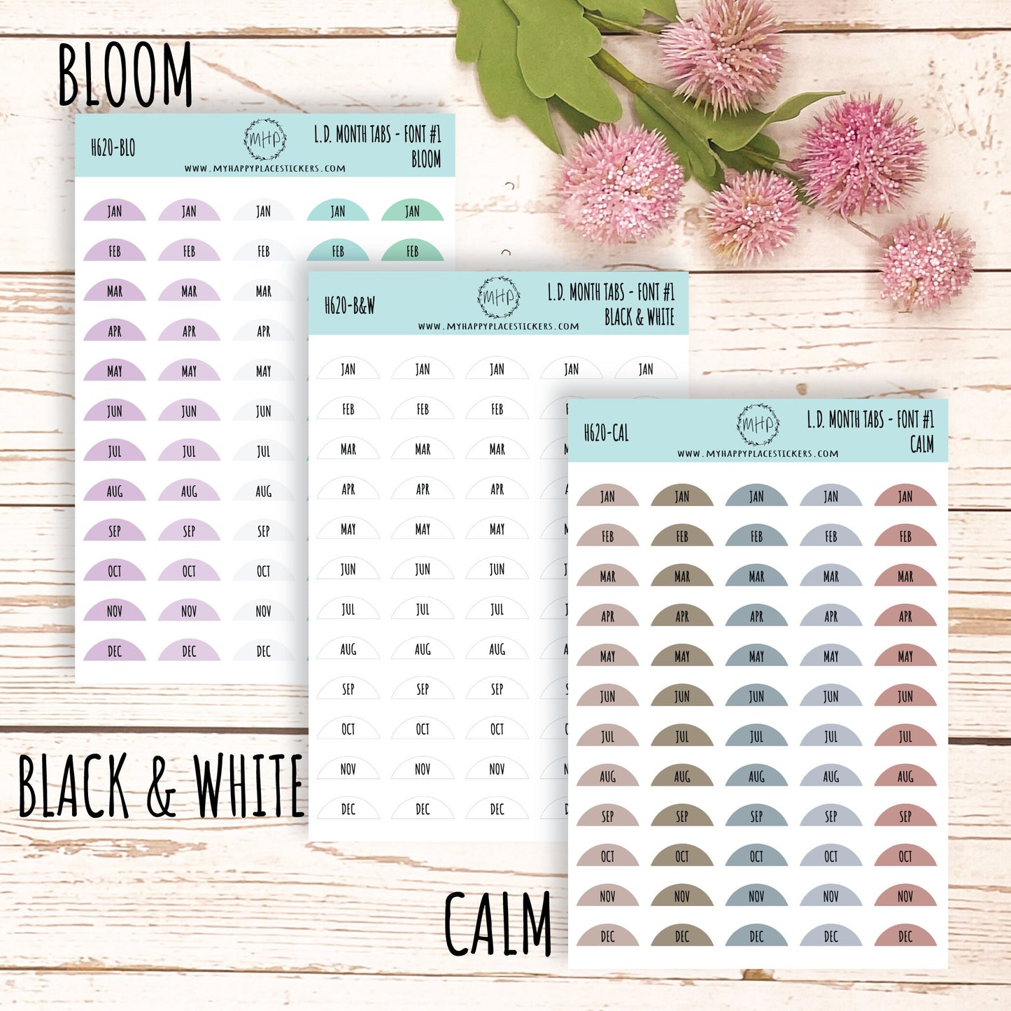 Abbreviated Month Tabs for L.D. Planners || H620