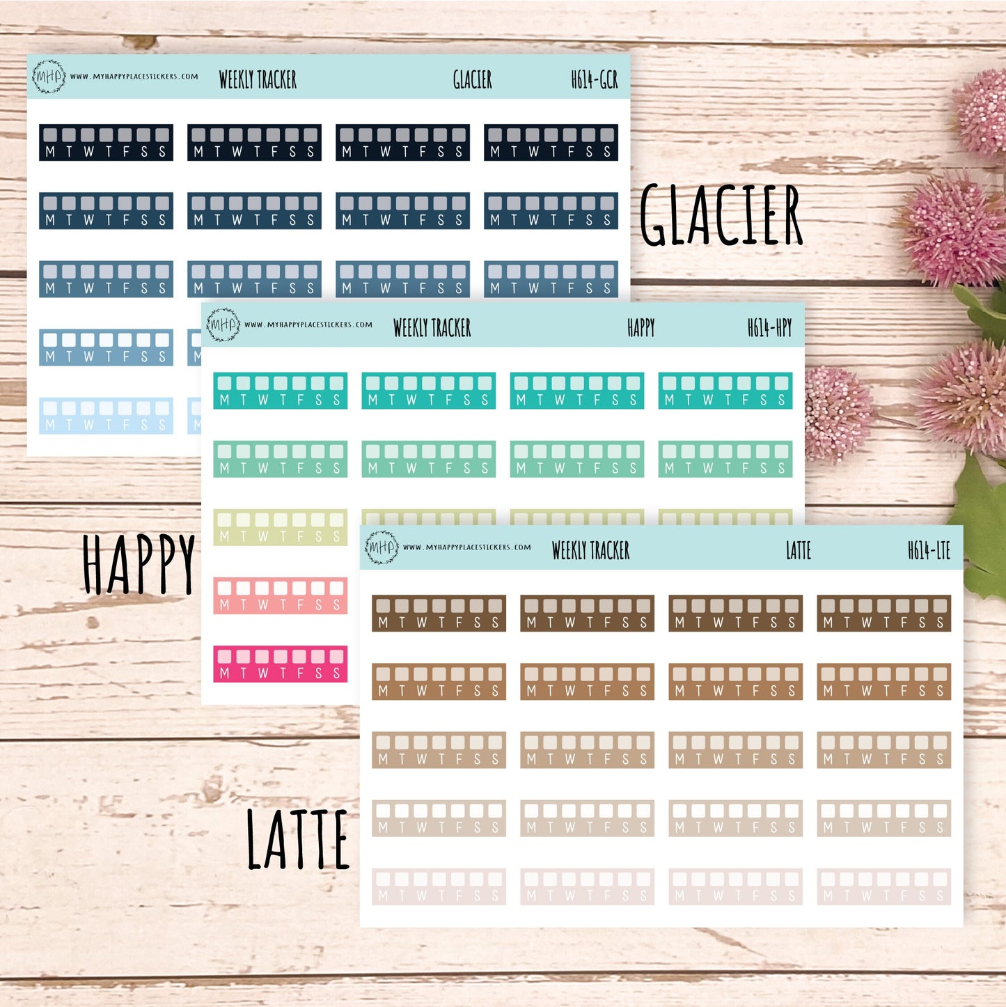 Weekly Tracker Stickers. Planner Stickers || H614