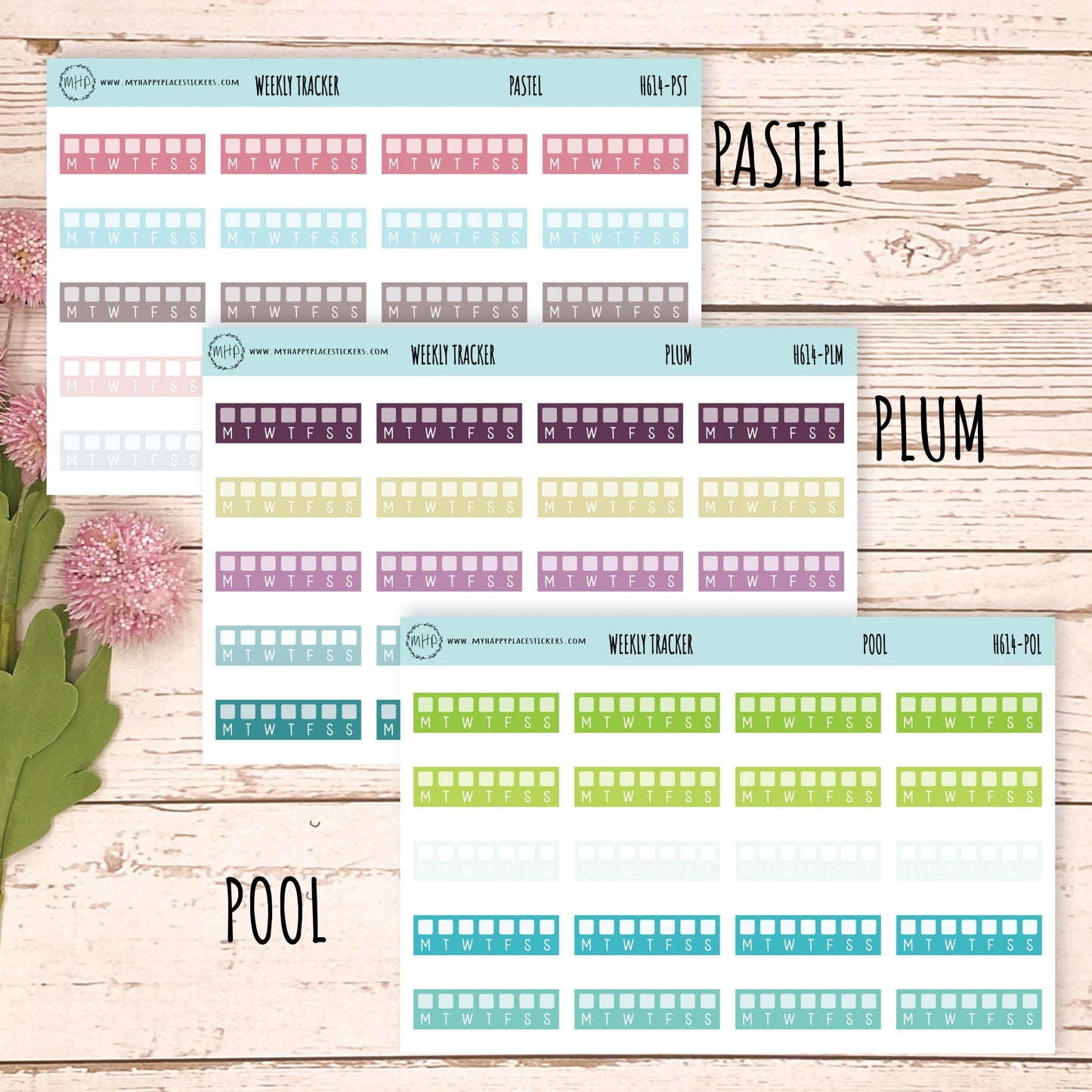 Weekly Tracker Stickers. Planner Stickers || H614
