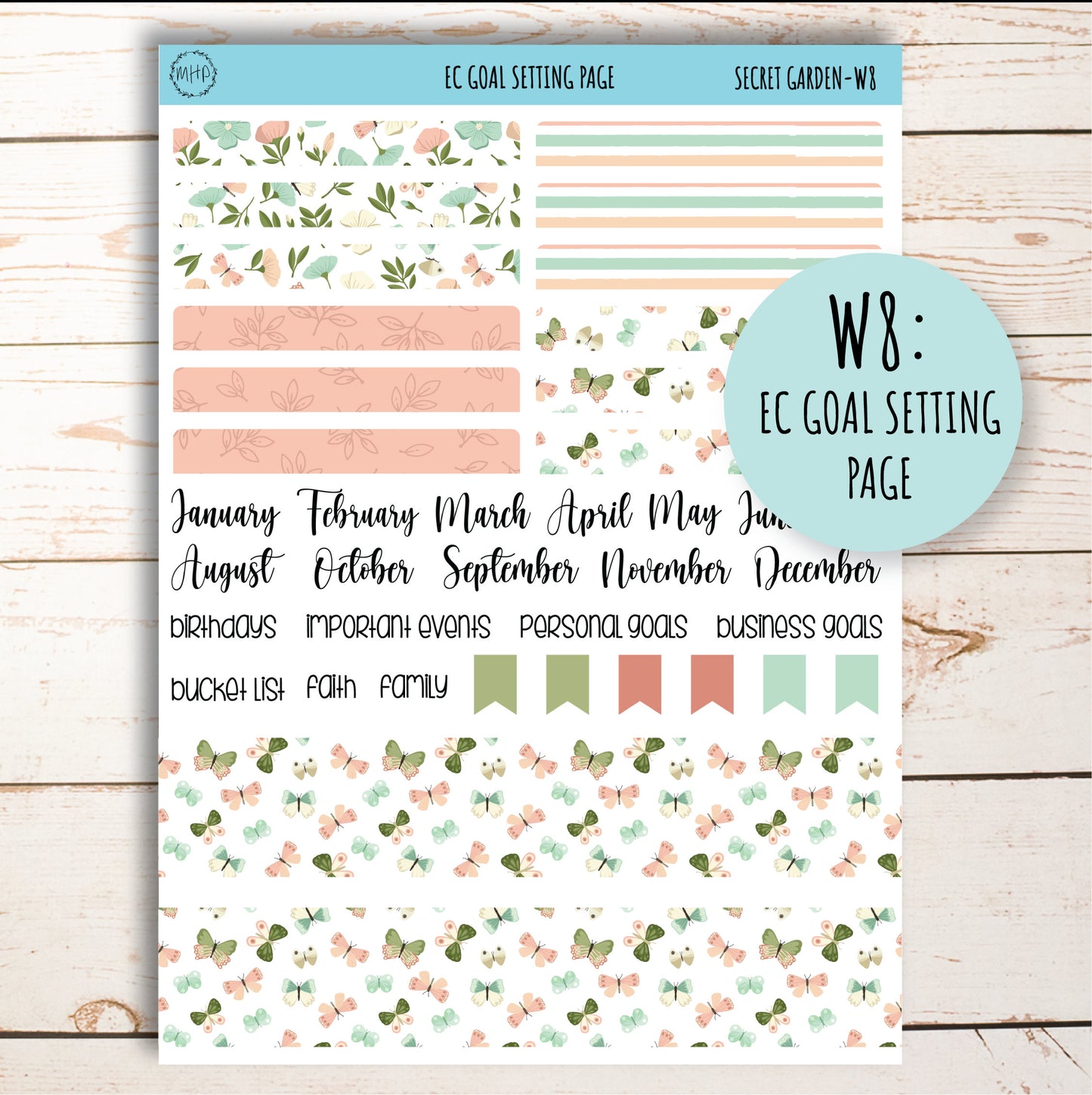 MARCH Weekly Planning Kits for 7x9 Planners. "Secret Garden || SG-W