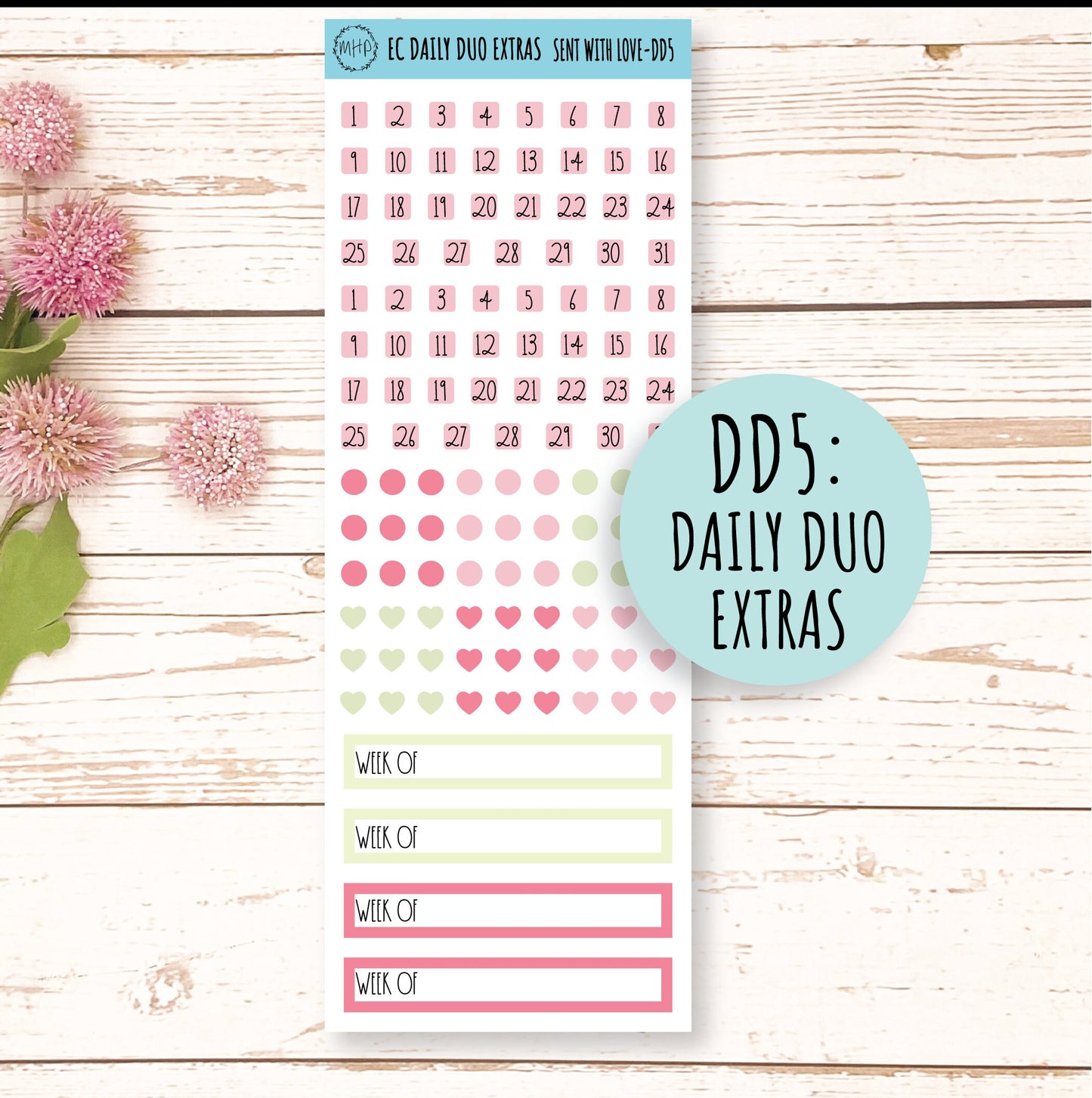 Daily Duo Stickers for 7x9 Planners. FEBRUARY - Valentine's Day. "Sent With Love" || SWL-DD