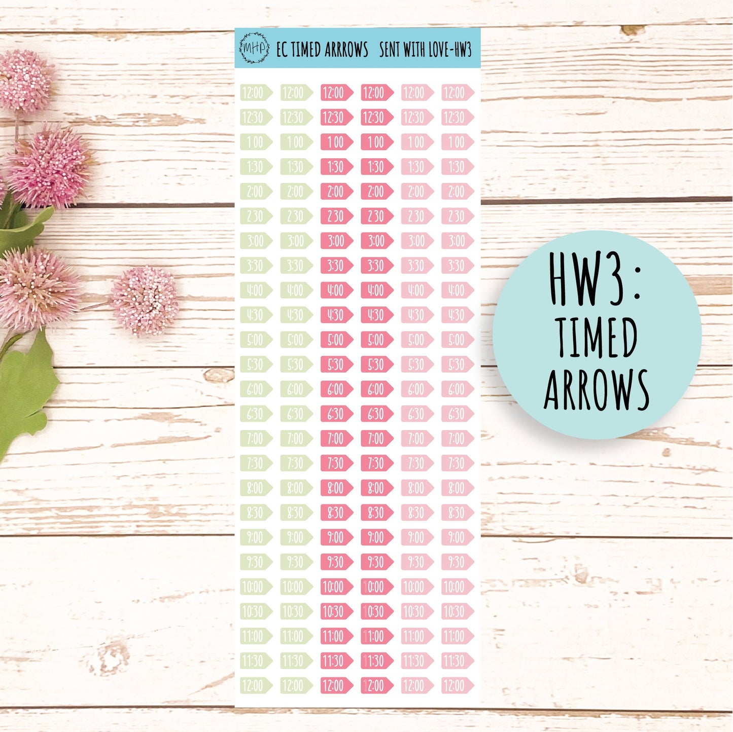 Hourly Weekly Stickers for 7x9 Planners. Valentine's Day. FEBRUARY "Sent With Love" || SWL-HW