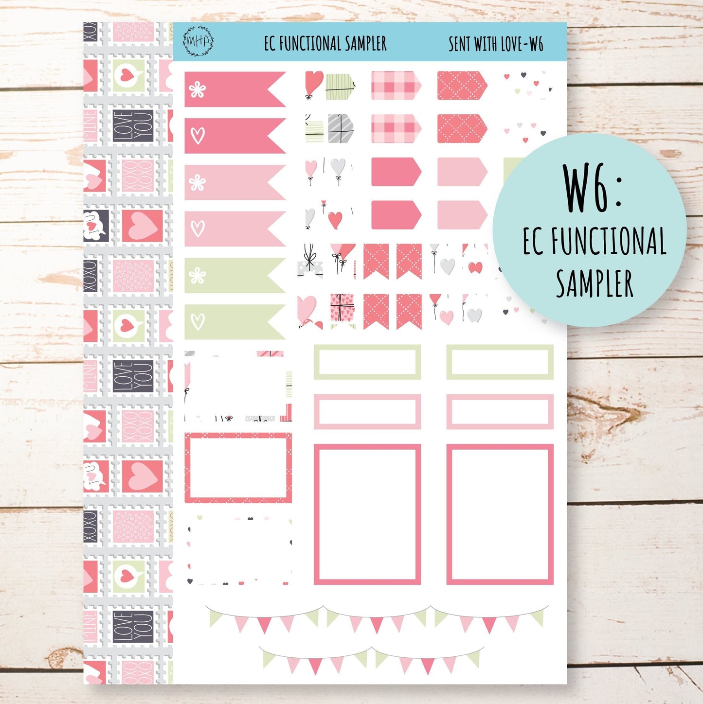 FEBRUARY Weekly Planning Kits for 7x9 Planners. Valentine's Day "Sent With Love" || SWL-W