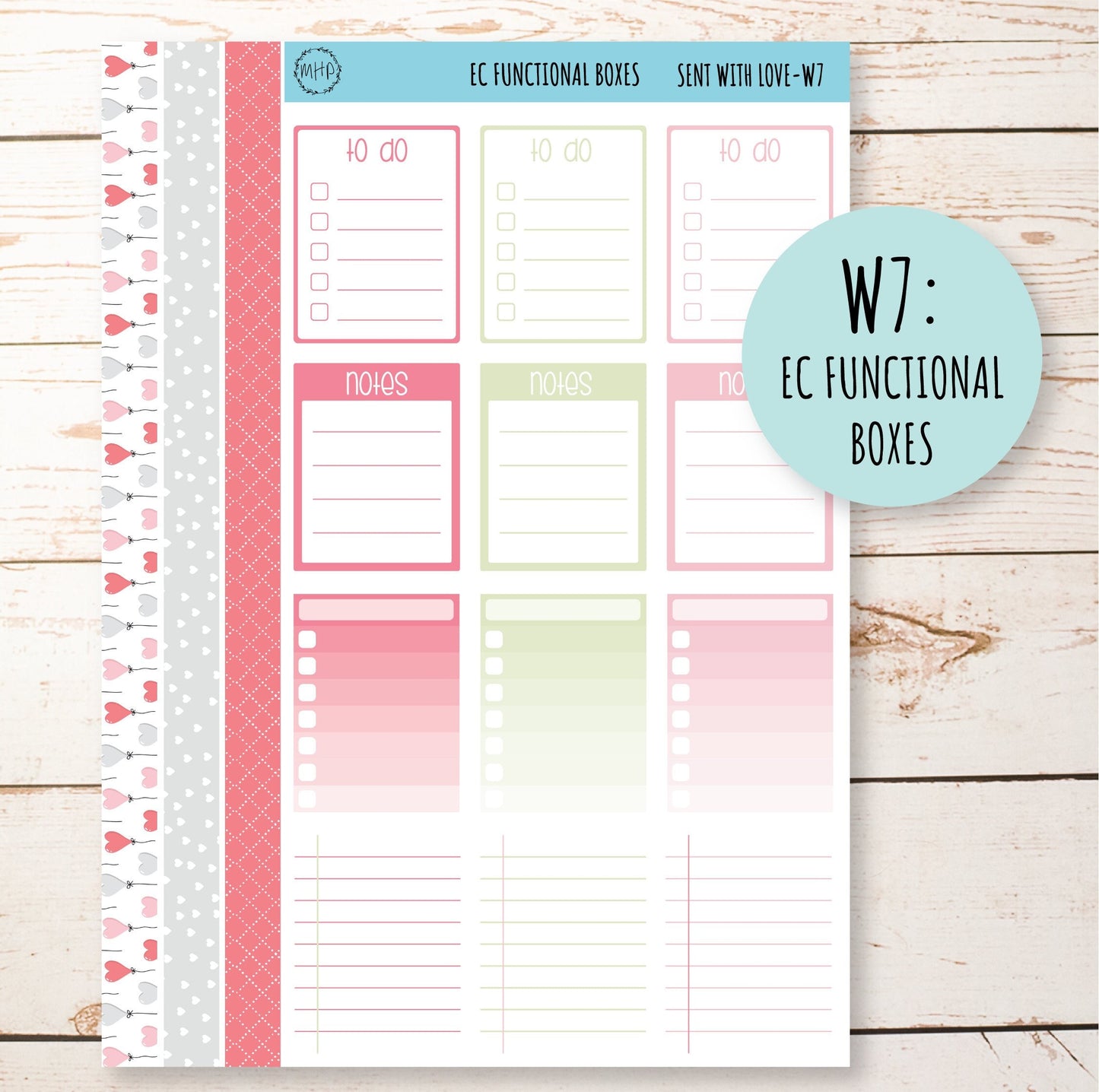 FEBRUARY Weekly Planning Kits for 7x9 Planners. Valentine's Day "Sent With Love" || SWL-W