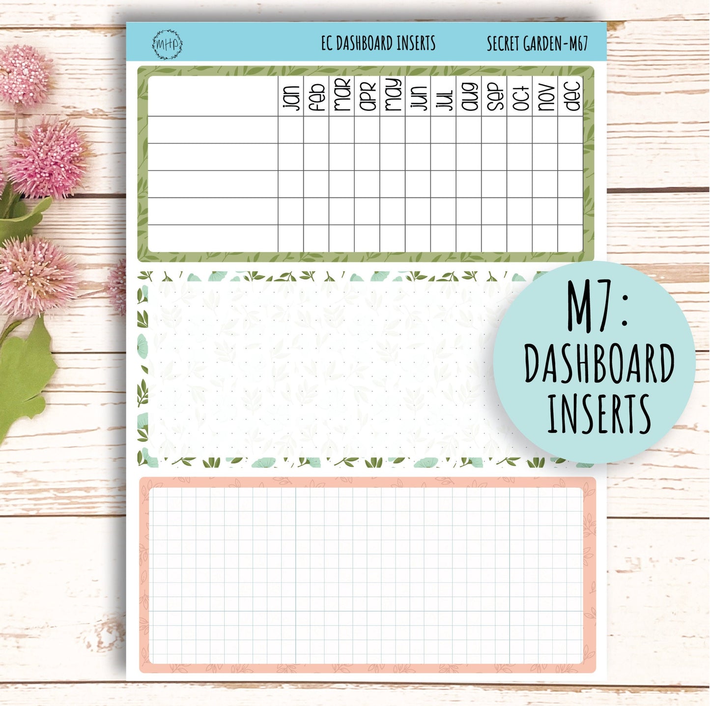 MARCH Monthly Kit Stickers for 7x9 Planners. "Secret |Garden" || SG-M