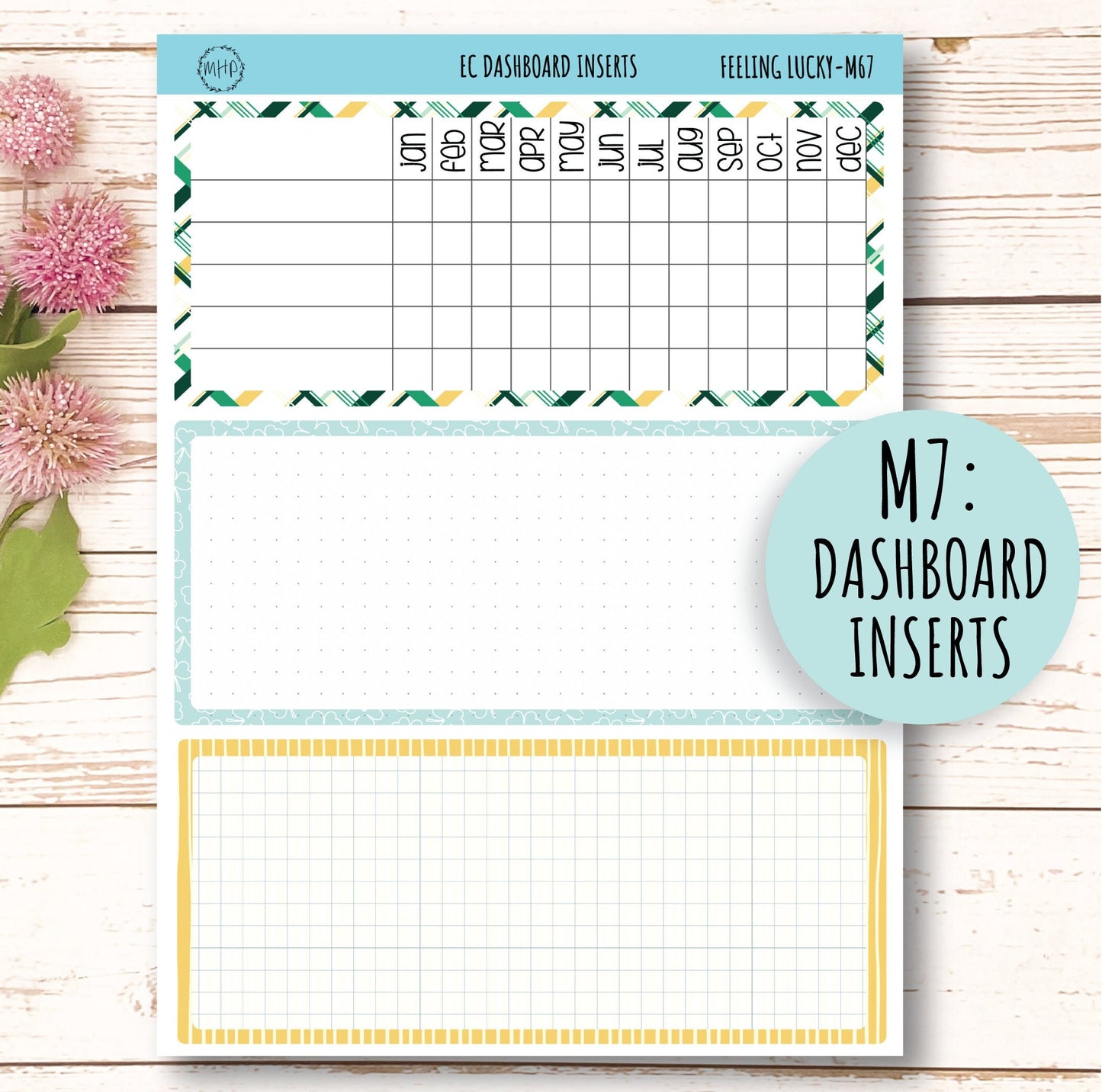 MARCH Monthly Kit Stickers for 7x9 Planners. "Feeling Lucky || FL-M