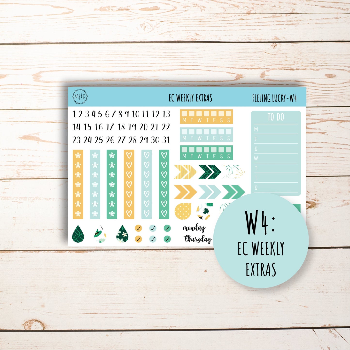 MARCH Weekly Planning Kits for 7x9 Planners. "Feeling Lucky" || FL-W