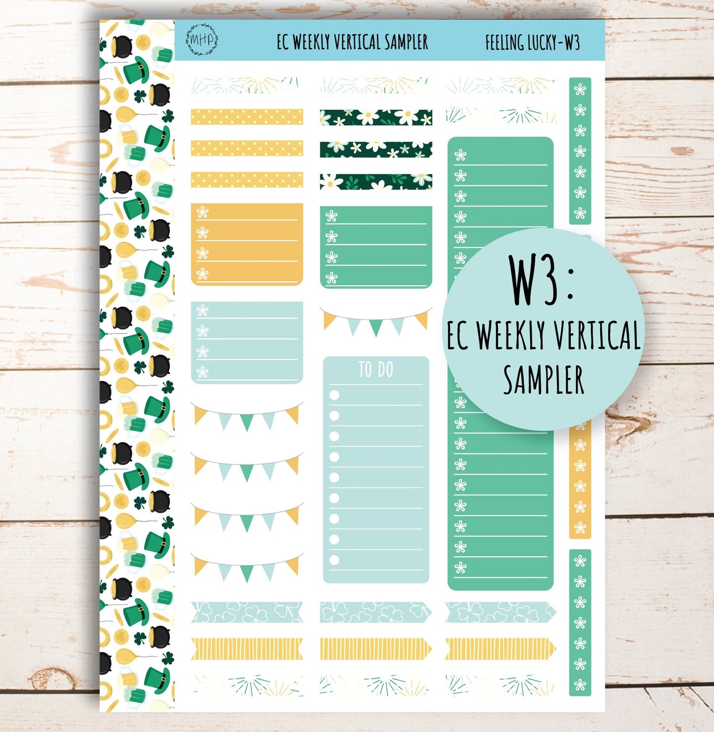 MARCH Weekly Planning Kits for 7x9 Planners. "Feeling Lucky" || FL-W