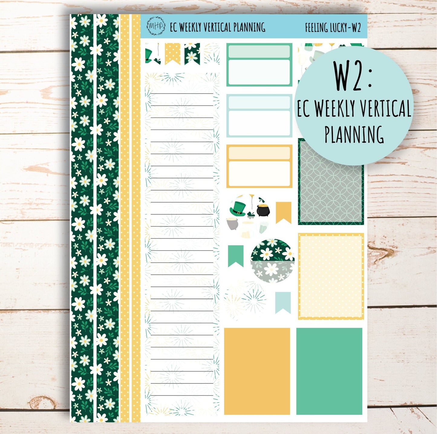 MARCH Weekly Planning Kits for 7x9 Planners. "Feeling Lucky" || FL-W