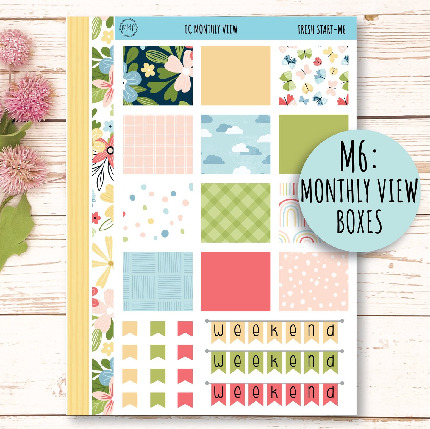MARCH Monthly Kit Stickers for 7x9 Planners. "Fresh Start || FS-M