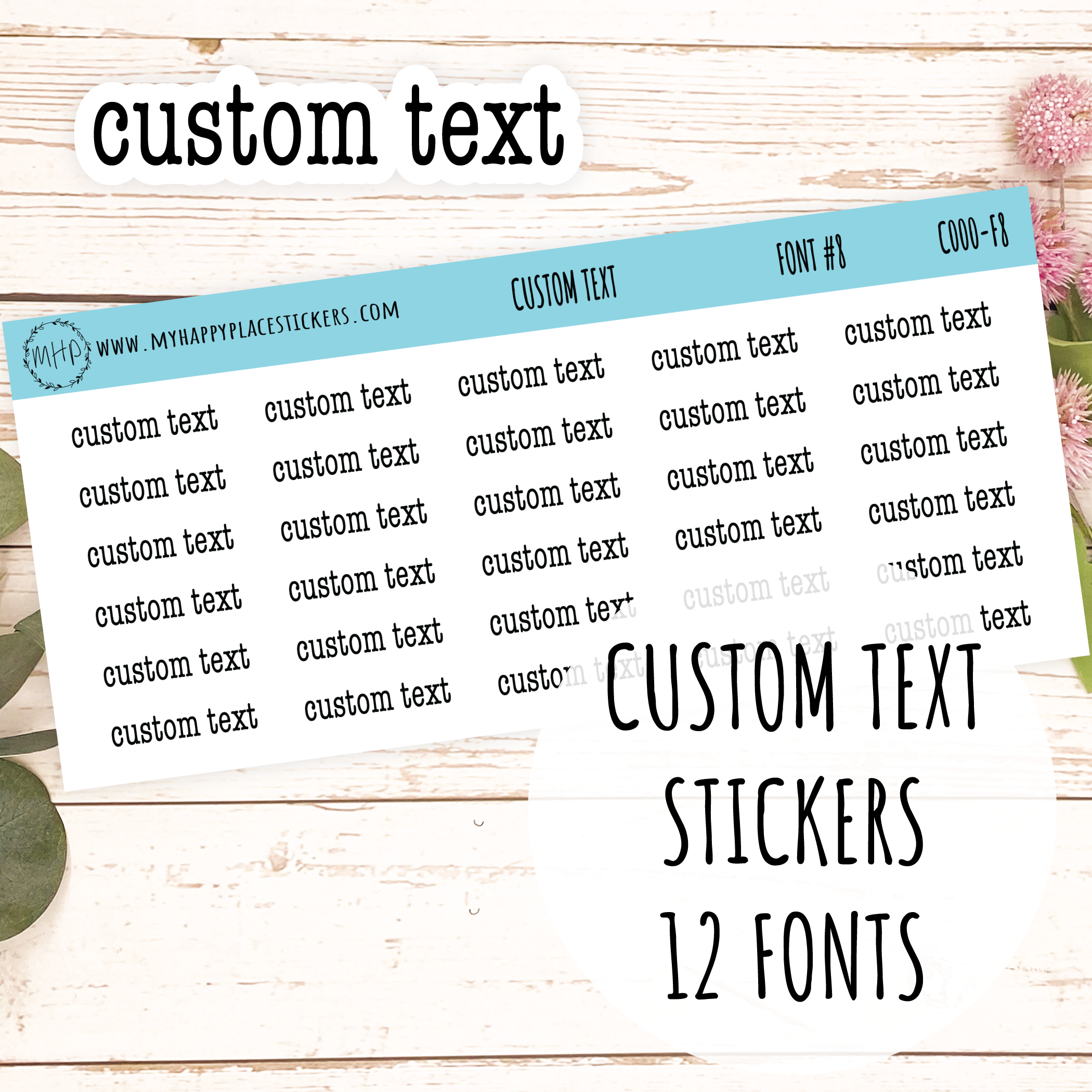 Text Sticker Layout Script Custom Text- Planner Stickers || C001 – My Happy Place Stickers