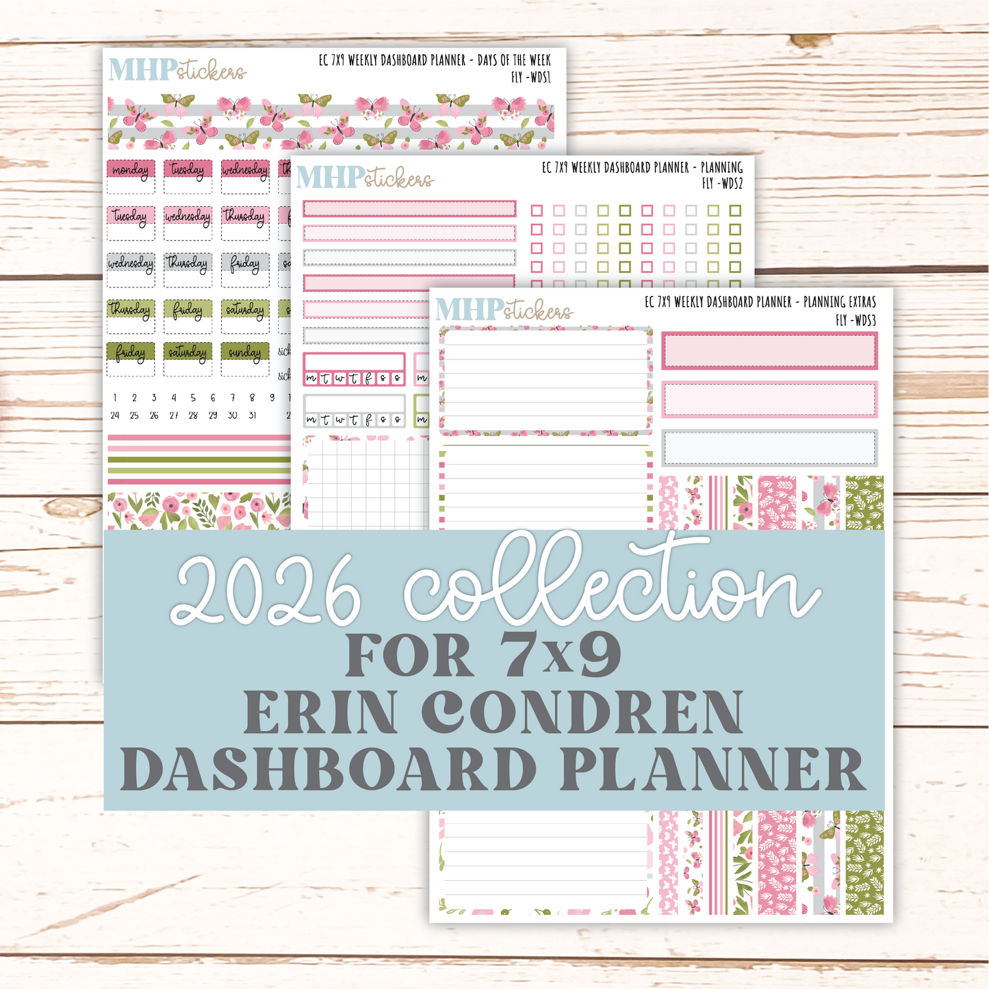 FEBRUARY  Weekly Dashboard Kit for 7x9 Erin Condren Planners. 2026 Collection "Fly"  || ECWDS (Copy)