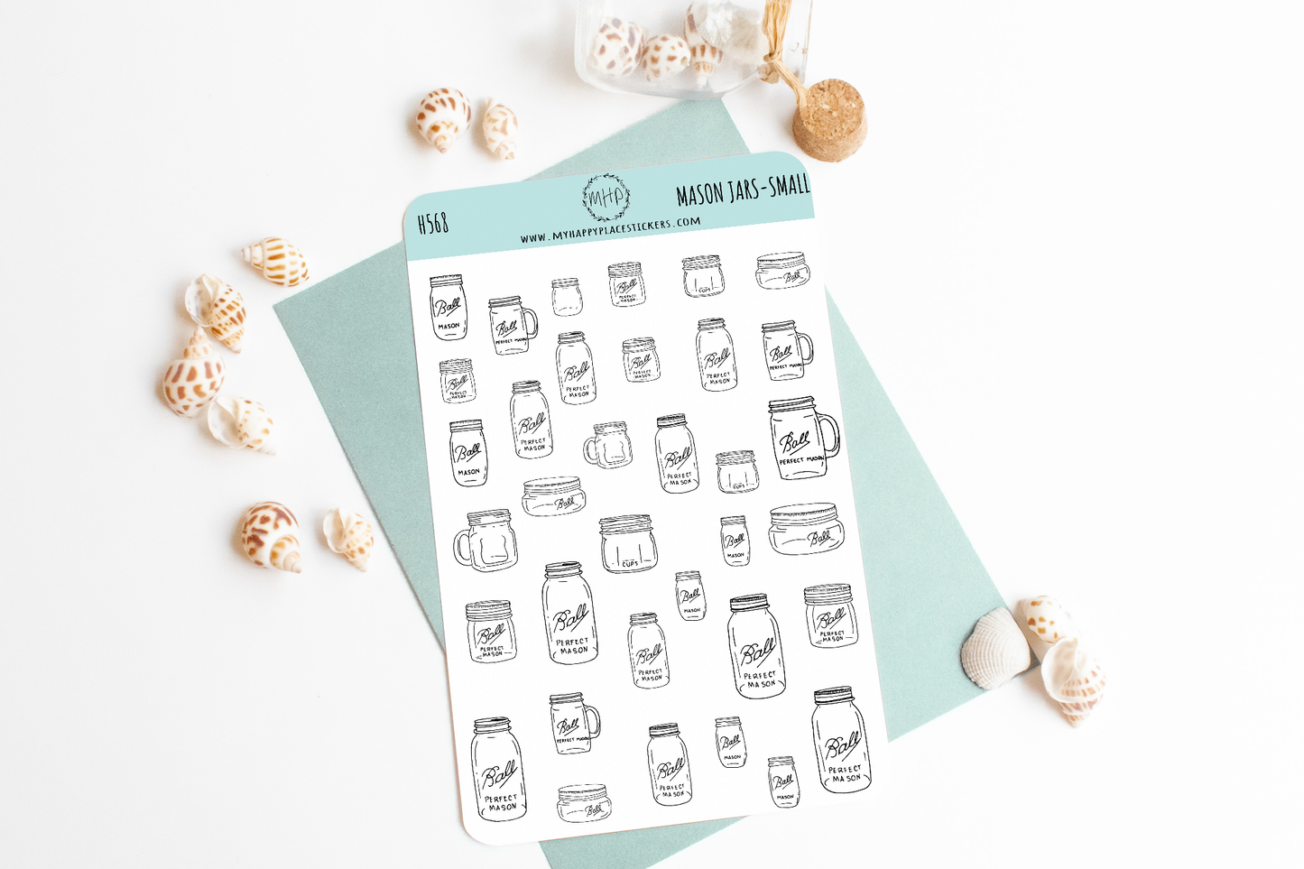 Mason Jar, Black and White Sticker. Planner Stickers for Bullet Journals, Calendars, and Scrapbooking. College Planner Stickers || HO901