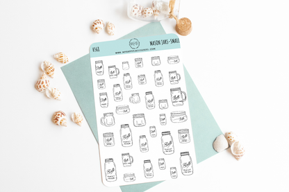 Mason Jar, Black and White Sticker. Planner Stickers for Bullet Journals, Calendars, and Scrapbooking. College Planner Stickers || HO901