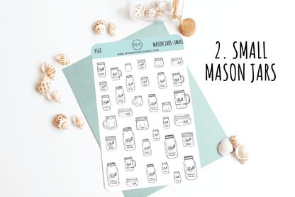 Mason Jar, Black and White Sticker. Planner Stickers for Bullet Journals, Calendars, and Scrapbooking. College Planner Stickers || HO901