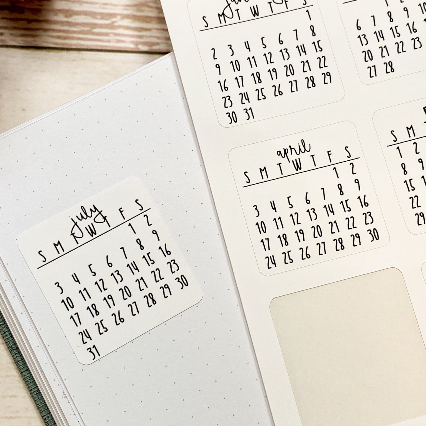 2025 Calendar Stickers for Hobonichi Cousin Planners || H649