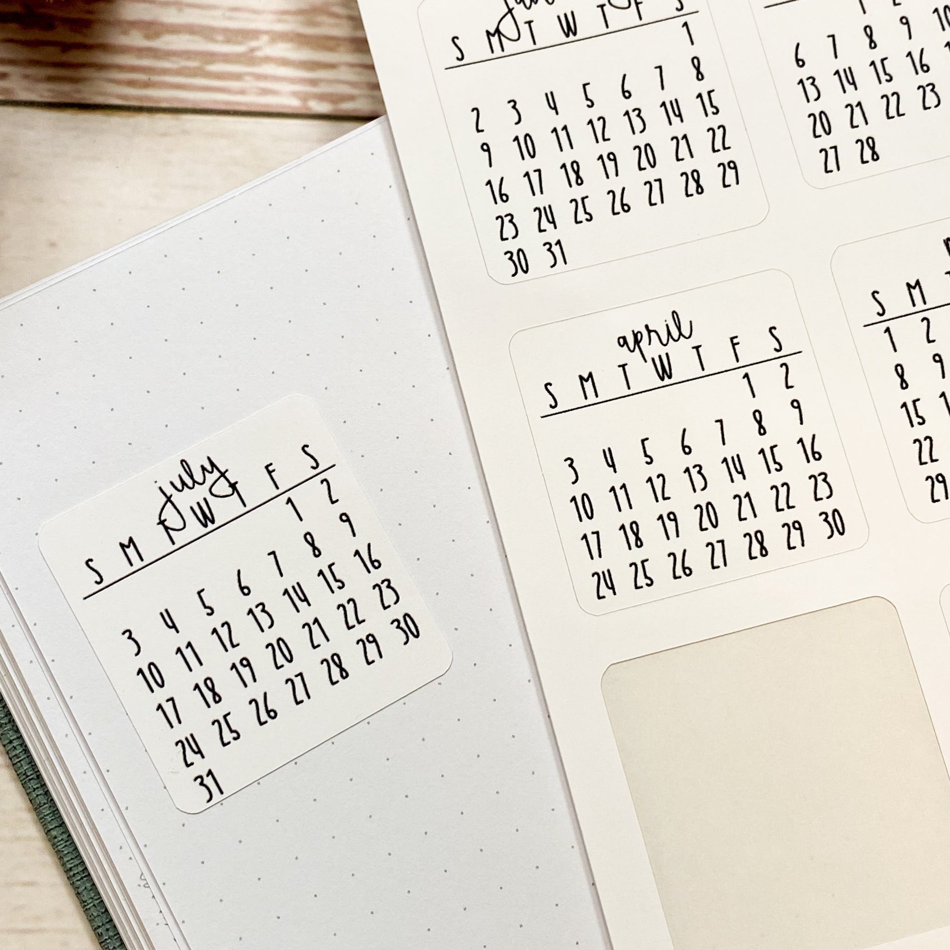 2025 Calendar Stickers for Hobonichi Cousin Planners || H649