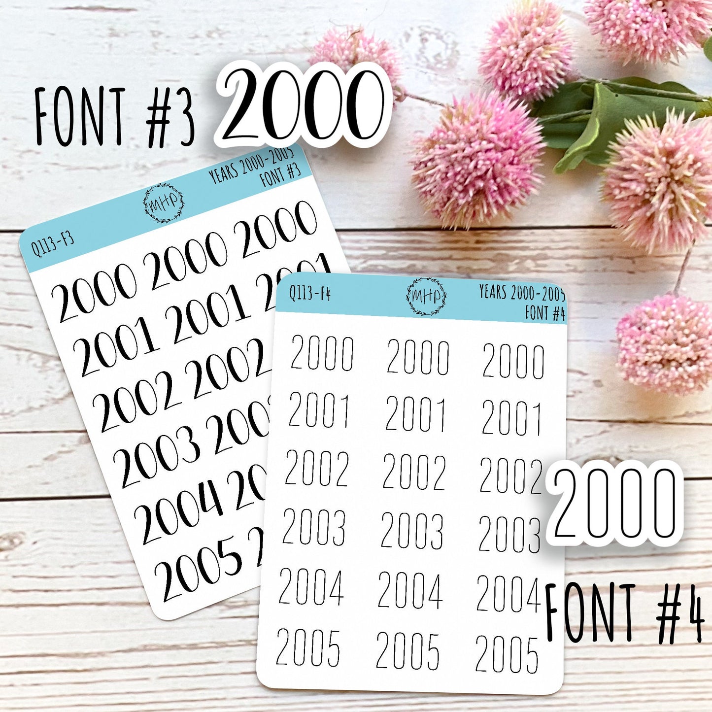 2000 - 2005 Year Stickers for Planners, Bullet Journals, or College Planner || Q113