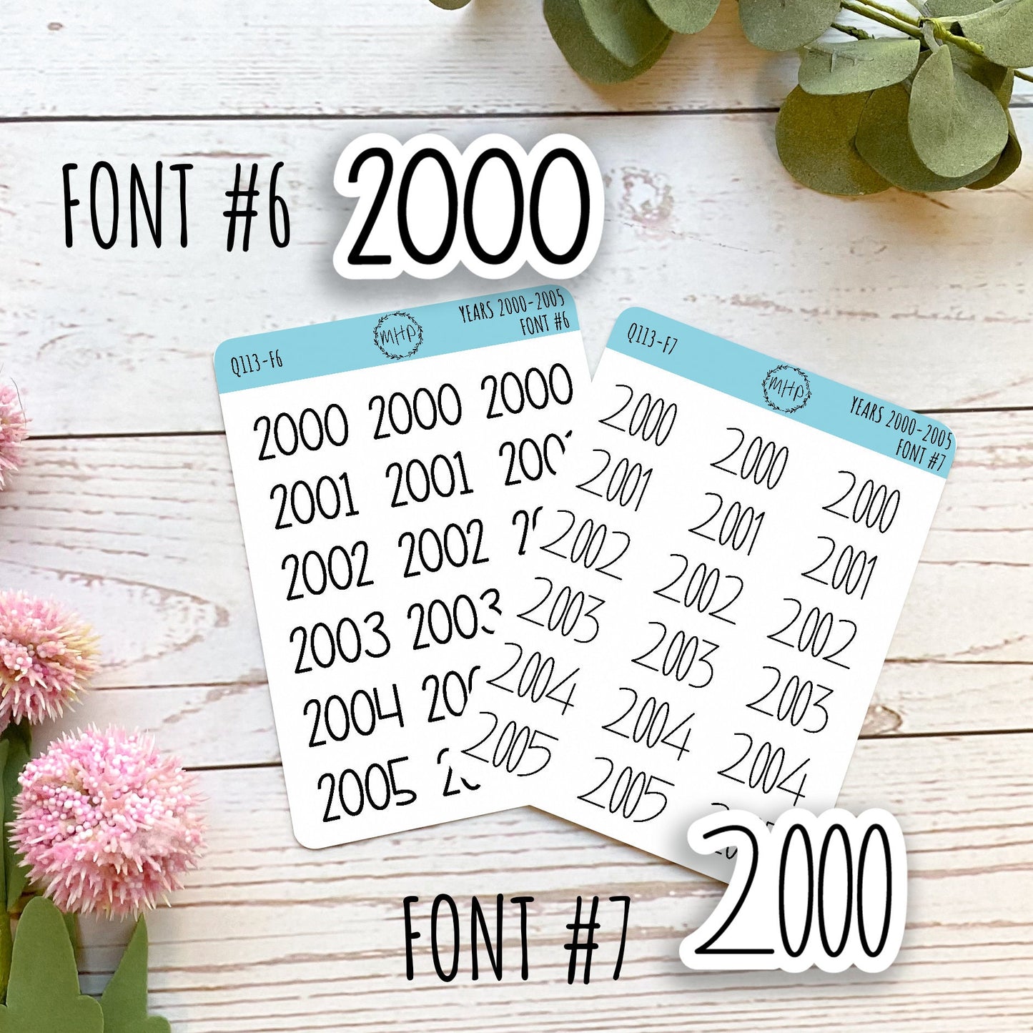 2000 - 2005 Year Stickers for Planners, Bullet Journals, or College Planner || Q113