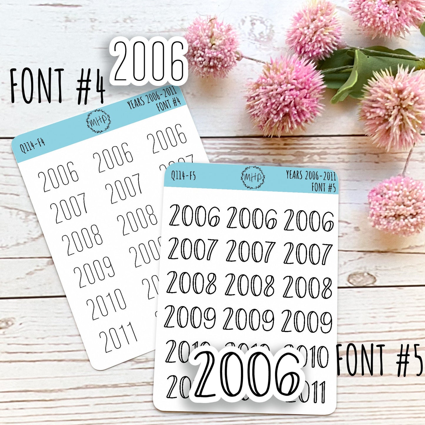 2006 - 2011 Year Stickers for Planners, Bullet Journals, and College Planners || Q114