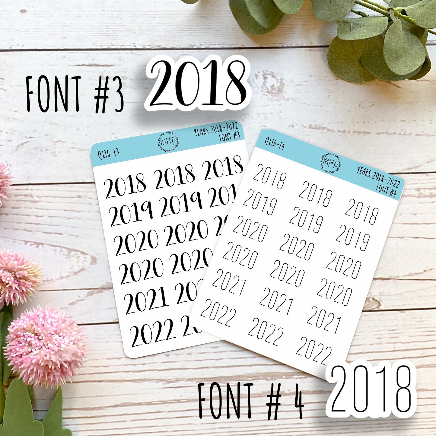 2018 - 2022 Year Stickers for Planners, Bullet Journals, and College Planners || Q116