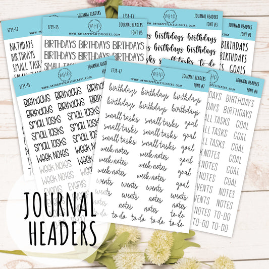Journal Header Stickers for Bullet Journals. Journal Header Sticker for Teacher Planners and Homeschool Planner || F739