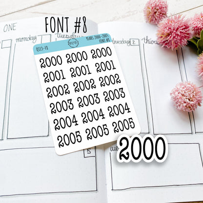 2000 - 2005 Year Stickers for Planners, Bullet Journals, or College Planner || Q113