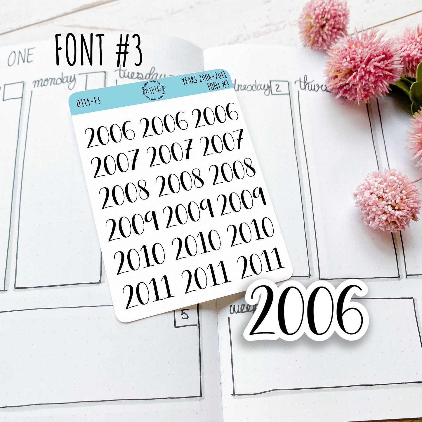 2006 - 2011 Year Stickers for Planners, Bullet Journals, and College Planners || Q114