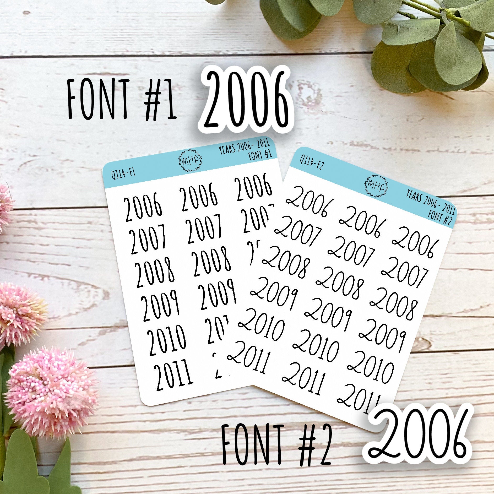 2006 - 2011 Year Stickers for Planners, Bullet Journals, and College Planners || Q114