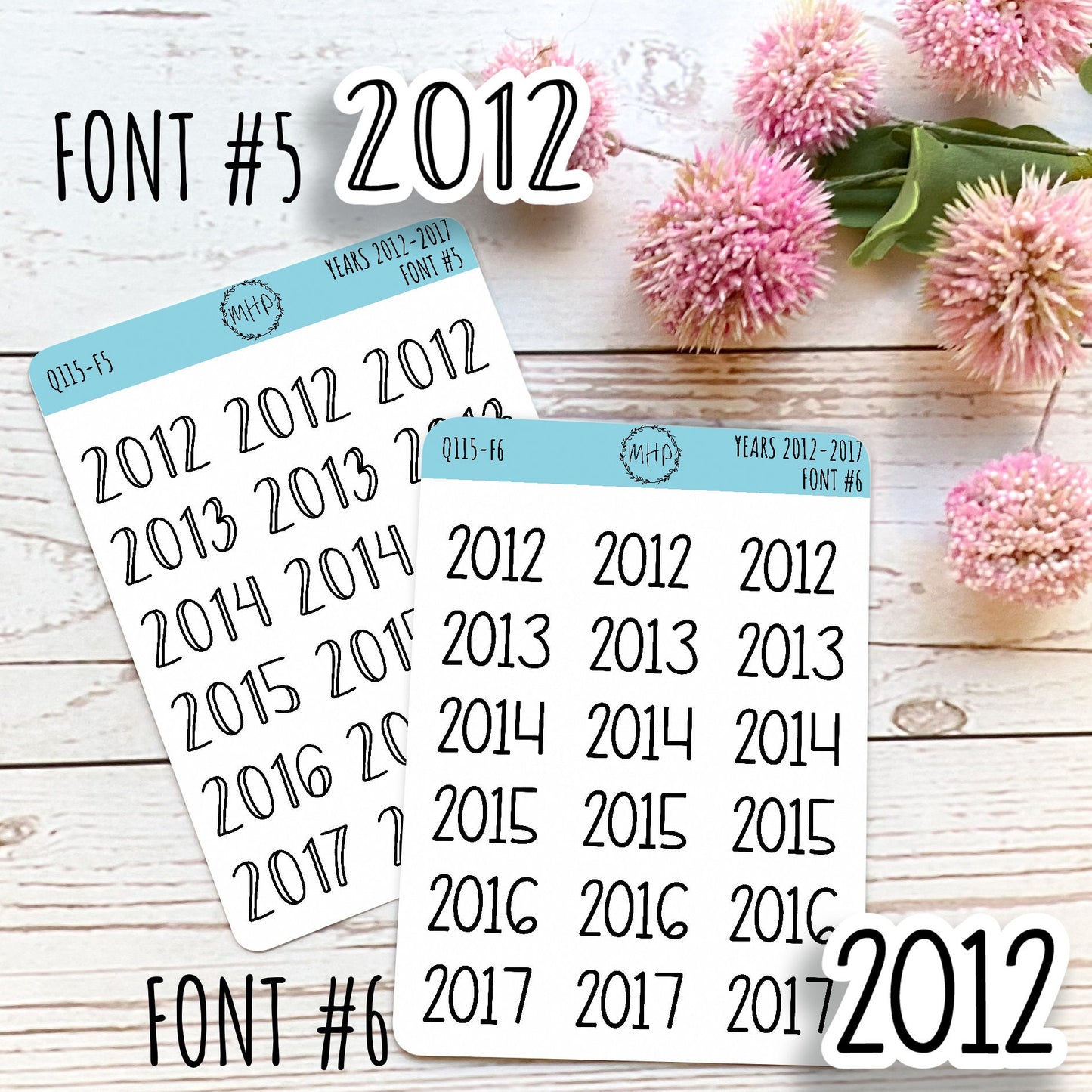 2012 - 2017 Year Stickers for Planners, Bullet Journals, and College Planners || Q115