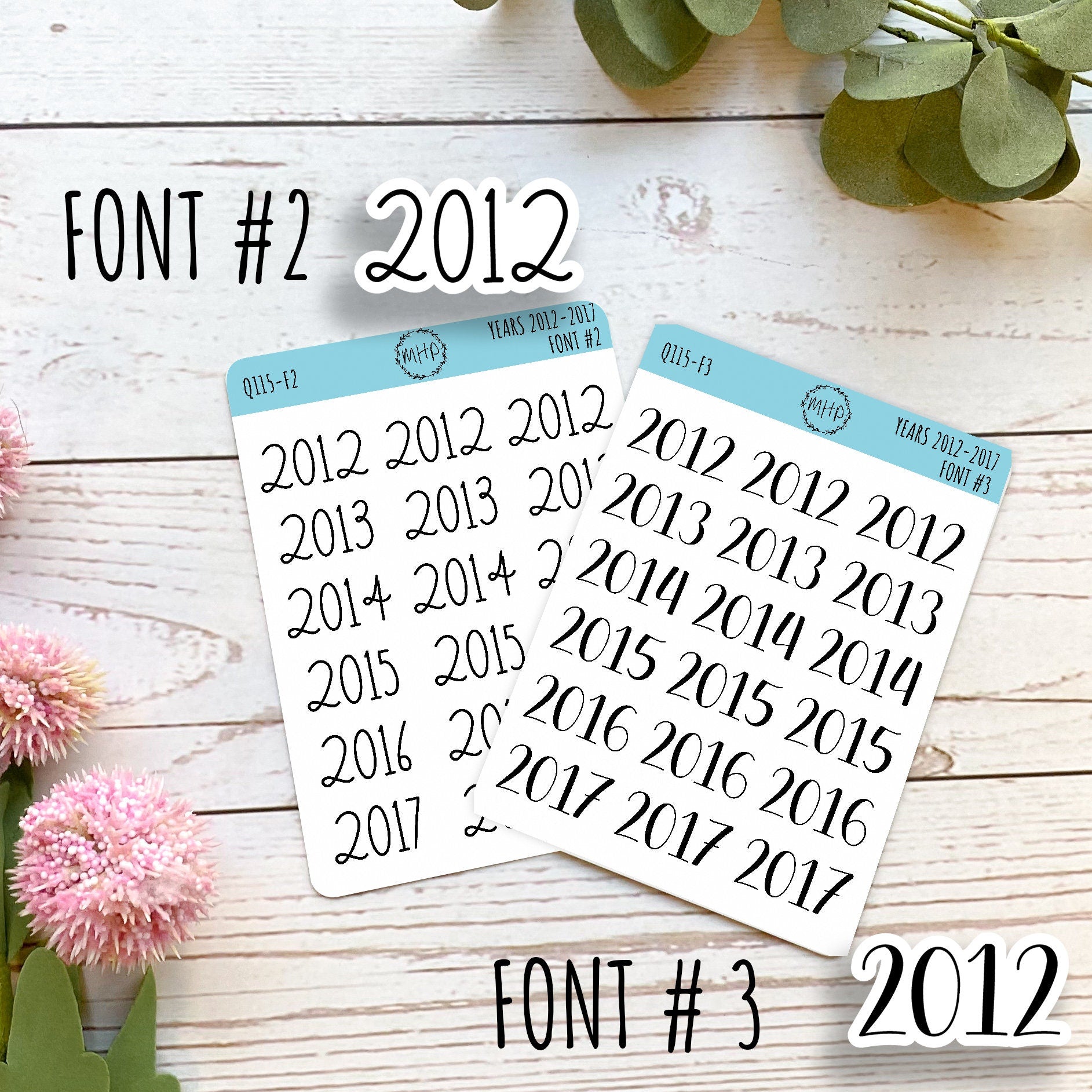 2012 - 2017 Year Stickers for Planners, Bullet Journals, and College Planners || Q115