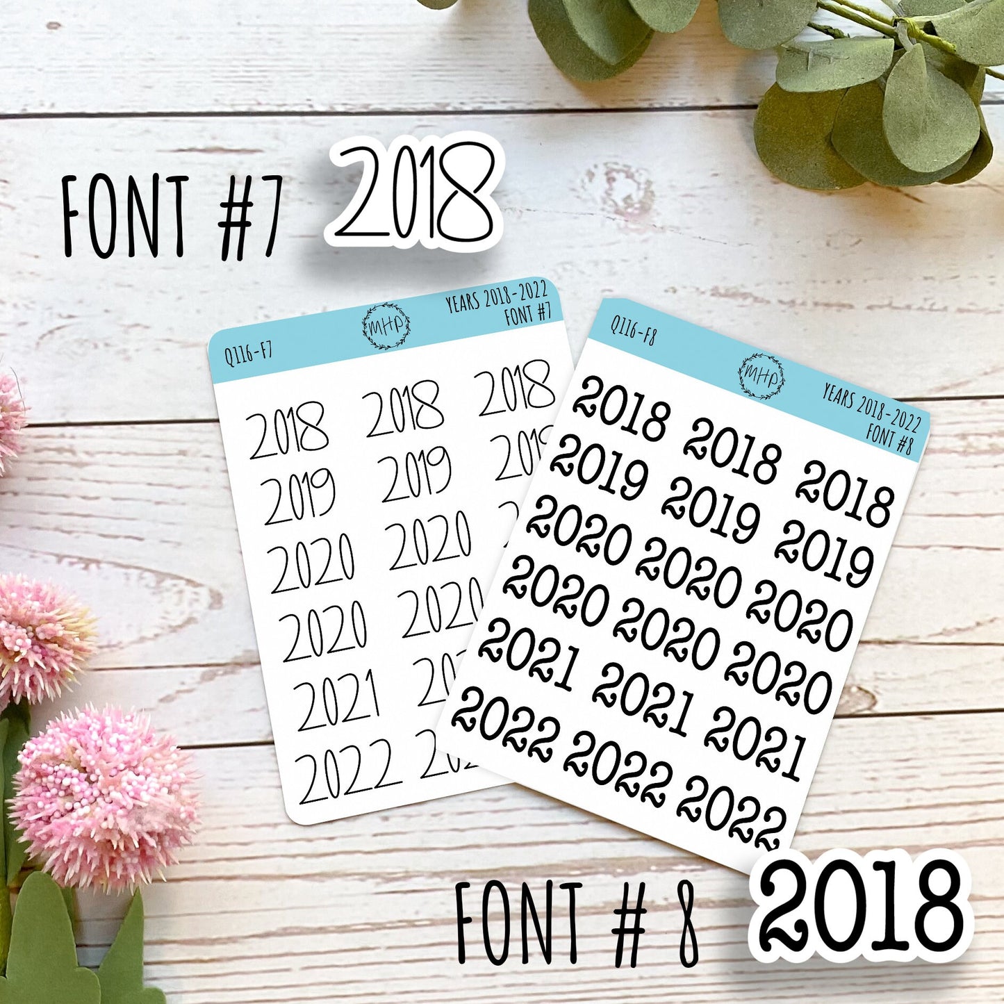 2018 - 2022 Year Stickers for Planners, Bullet Journals, and College Planners || Q116