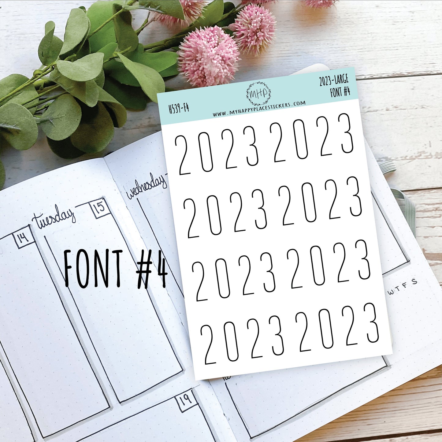 2023 Year Stickers Large Size for Bullet Journals and Planners || H539
