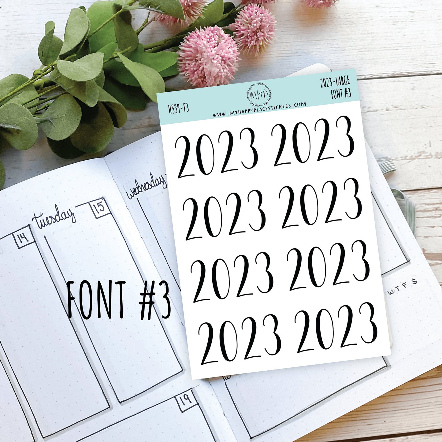 2023 Year Stickers Large Size for Bullet Journals and Planners || H539