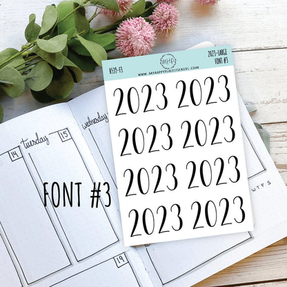 2023 Year Stickers Large Size for Bullet Journals and Planners || H539